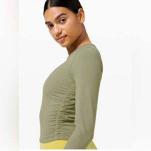 Lululemon 2 All It Takes Long Sleeve *Nulu Rosemary Green Ruched Stretch RARE